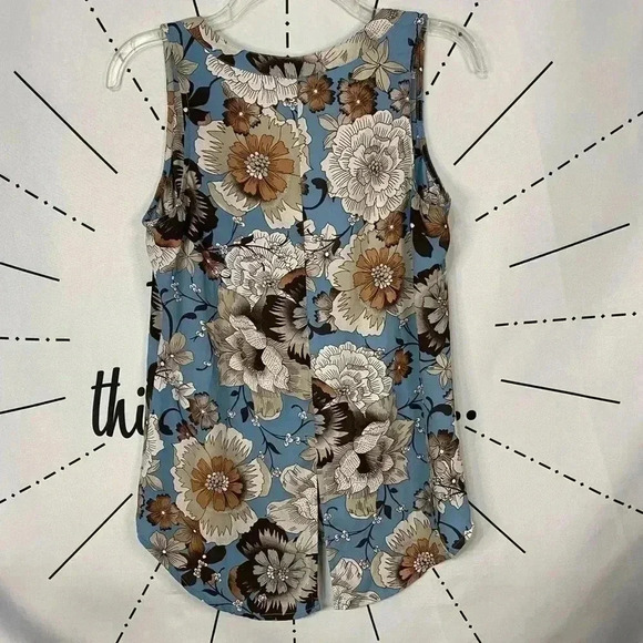 Sanctuary Floral Craft Printed Ruffled Shell Button Down Sleeveless Blouse Top - Picture 6 of 7